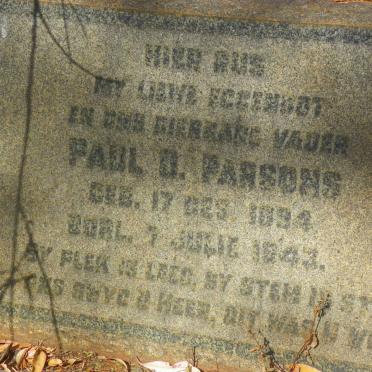 PARSONS Paul D. 1894-1943