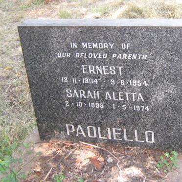 PAOLIELLO Ernest 1904-1954 &amp; Sarah Aletta 1898-1974