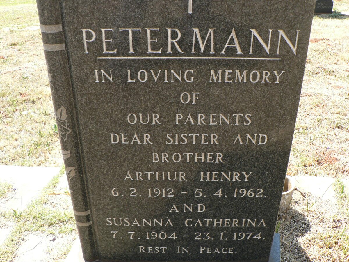 PETERMANN Arthur Henry 1912-1962 &amp; Susanna Catherina 1904-1974