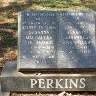 PERKINS Hendrik Johannes Christiaan 1903-1987 &amp; Susanna Magdalena ERASMUS 1910-1983
