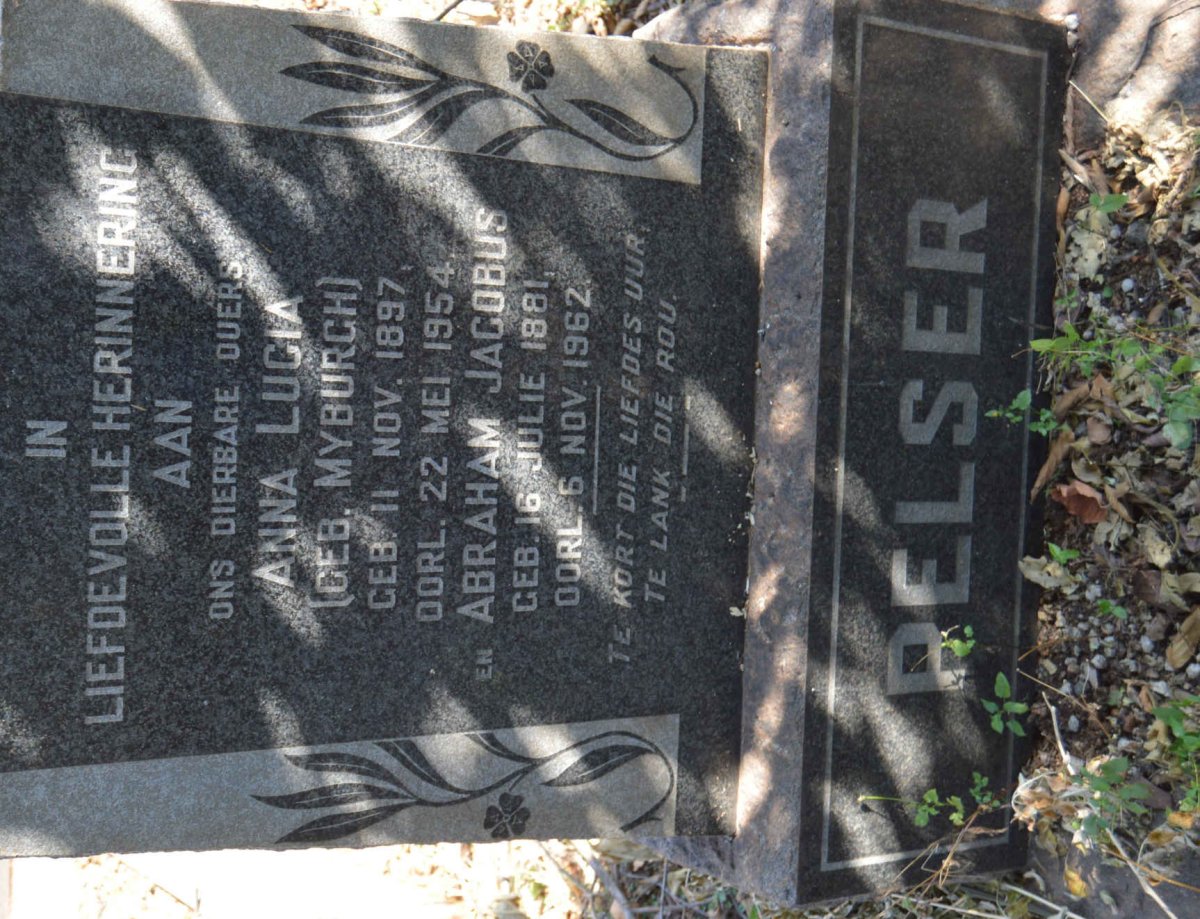 PELSER Abraham Jacobus 1881-1962 &amp; Anna Lucia MYBURGH 1897-1954