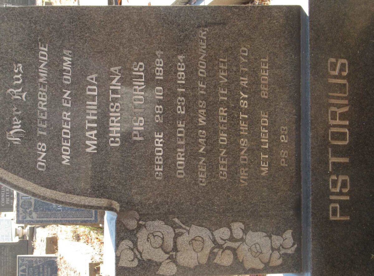 PISTORIUS Mathilda Christina 1884-1964