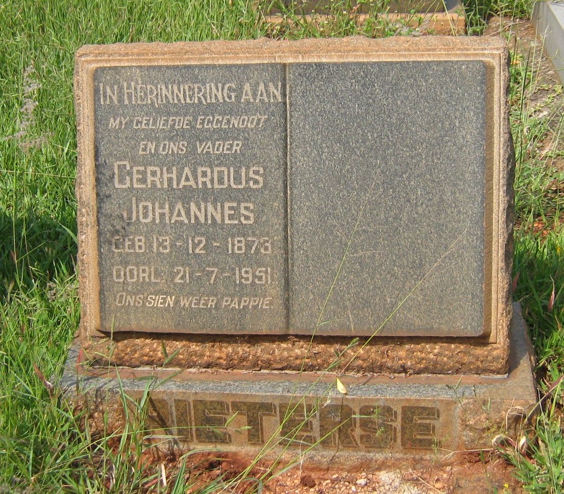 PIETERSE Gerhardus Johannes 1873-1951