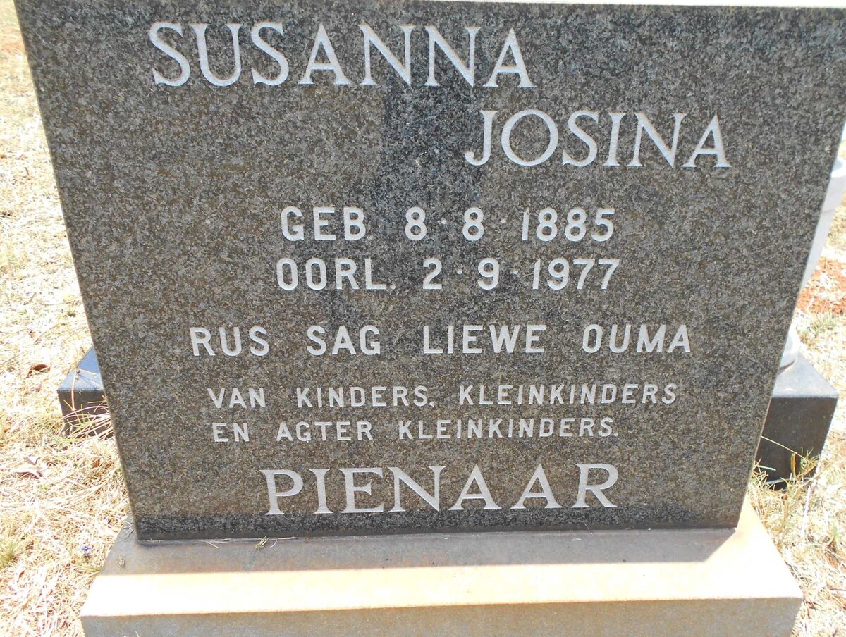 PIENAAR Susanna Josina 1885-1977