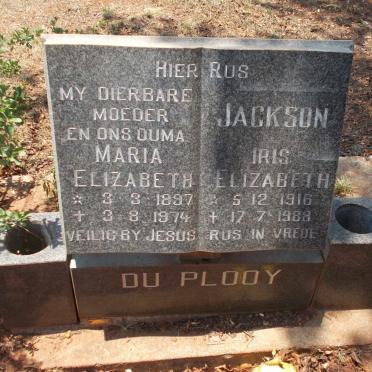 PLOOY Maria Elizabeth, du 1897-1974 :: JACKSON Iris Elizabeth 1916-1988