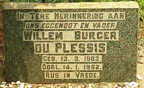 PLESSIS Willem Burger, du 1903-1952