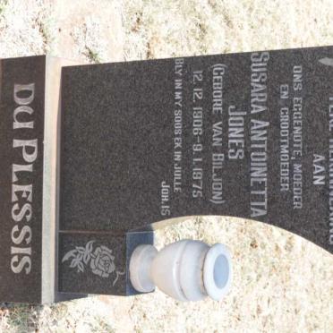 PLESSIS Susara Antoinetta Jones, du nee VAN BILJON 1906-1975