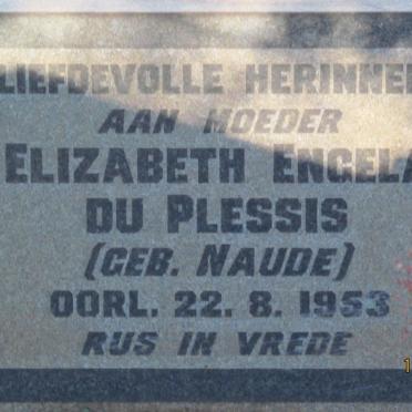 PLESSIS Elizabeth Engela, du nee NAUDE -1953