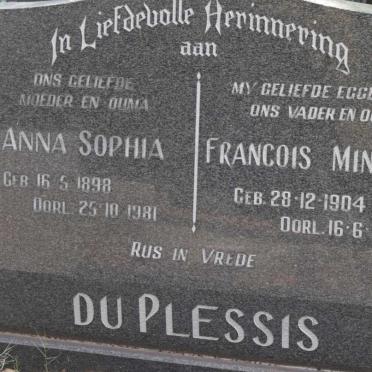 PLESSIS Francois Minnaar, du 1904-1972 &amp; Anna Sophia 1898-1981