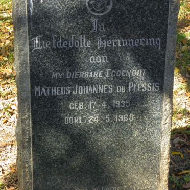 PLESSIS Matheus Johannes, du 1935-1968