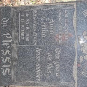 PLESSIS Anna Cecilia, du nee VAN DEN BERGH 1896-1963