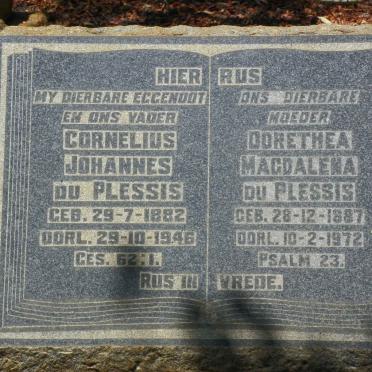 PLESSIS Cornelius Johannes, du 1882-1946 &amp; Dorethea Magdalena 1887-1972