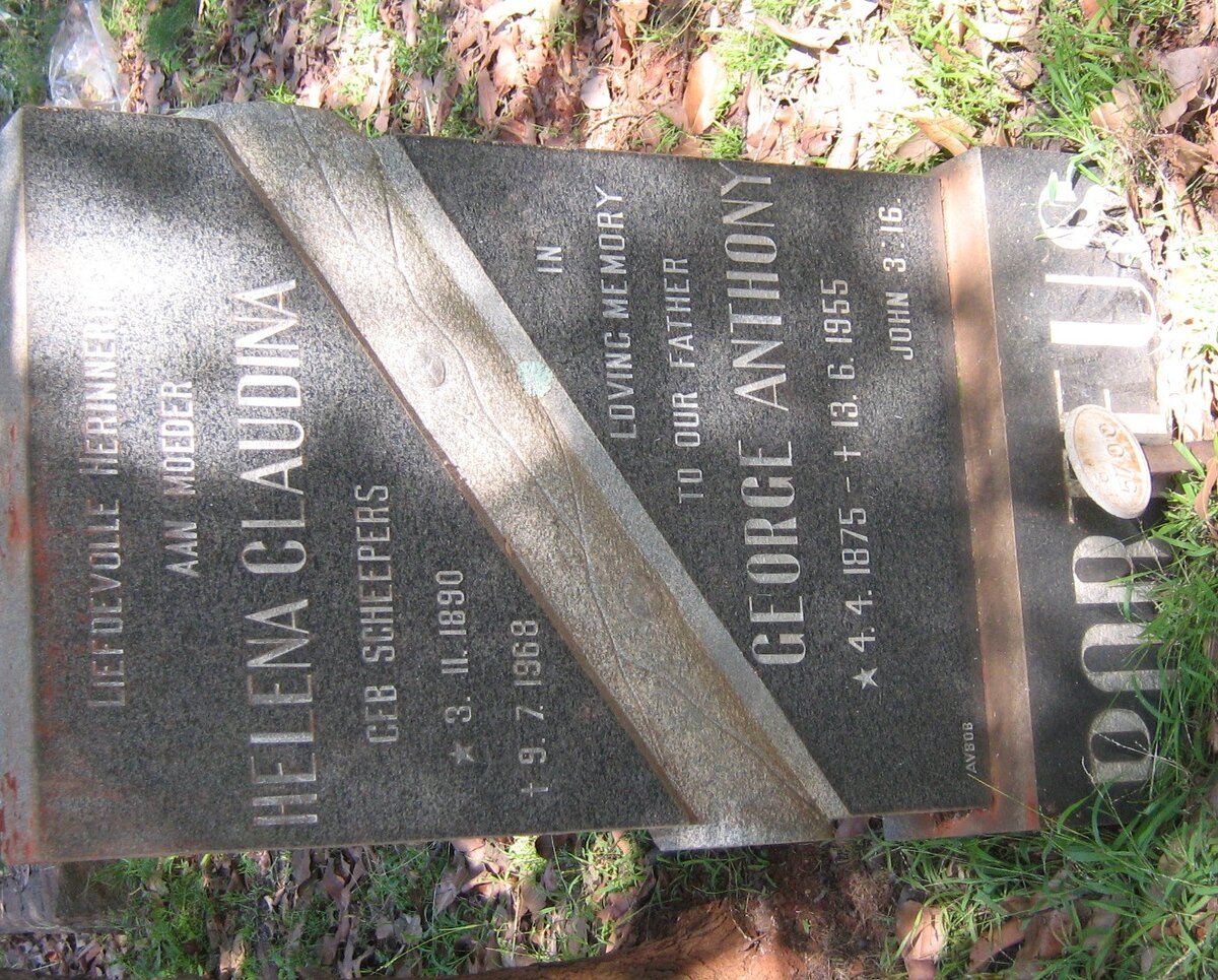 PORTEUS George Anthony 1875-1955 &amp; Helena Claudina SCHEEPERS 1890-1968