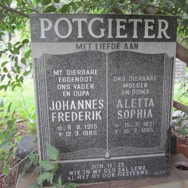 POTGIETER Johannes Frederik 1915-1985 &amp; Aletta Sophia 1921-1985