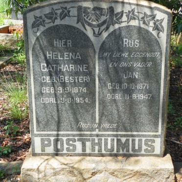 POSTHUMUS Jan 1871-1947 &amp; Helena Catharine BESTER 1874-1954