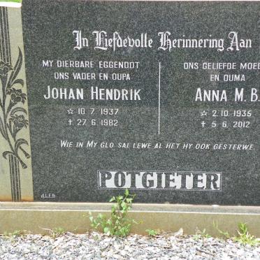 POTGIETER Johan Hendrik 1937-1982 &amp; Anna M.B. 1935-2012