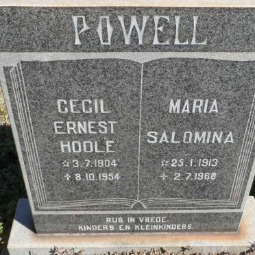 POWELL Cecil Ernest Hoole 1904-1954 &amp; Maria Salomina 1913-1960