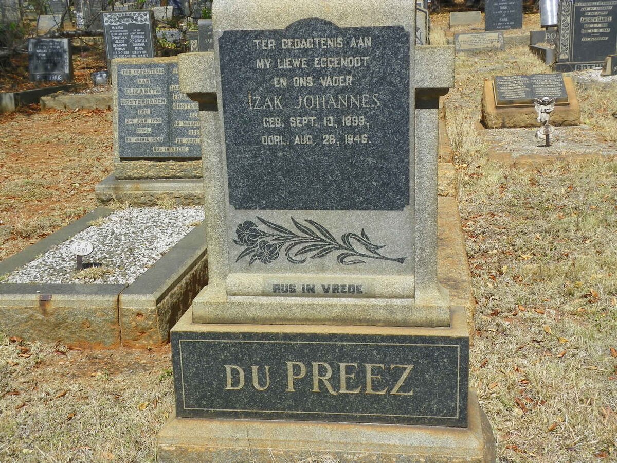 PREEZ Izak Johannes, du 1899-1946