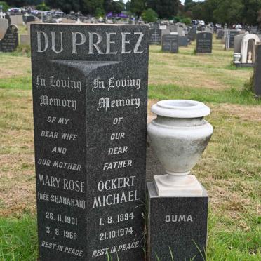 PREEZ Ockert Michael, du 1894-1974 &amp; Mary Rose SHANAHAN 1901-1968