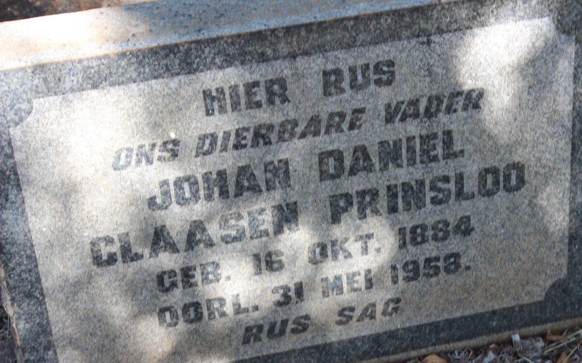 PRINSLOO Johan Daniel Claasen 1884-1958