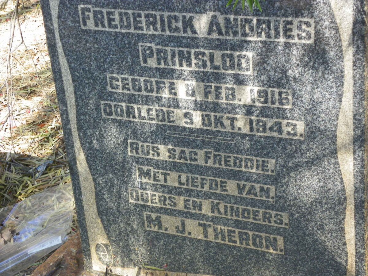 PRINSLOO Frederick Andries 1916-1943