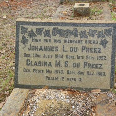 PREEZ Johannes L., du 1864-1952 &amp; Clasina M.S. 1873-1953