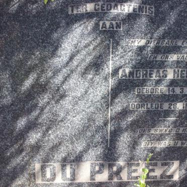 PREEZ Andreas Hercules, du 1887-1953