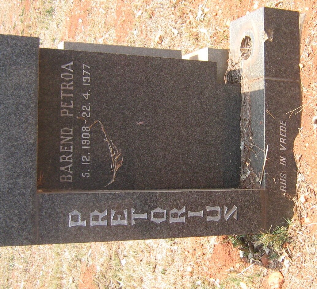 PRETORIUS Barend Petroa 1908-1977