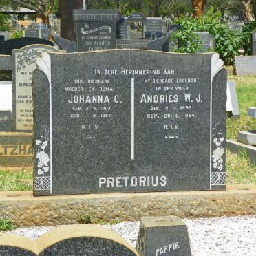 PRETORIUS Andries W.J. 1889-1954 &amp; Johanna C. 1903-1997