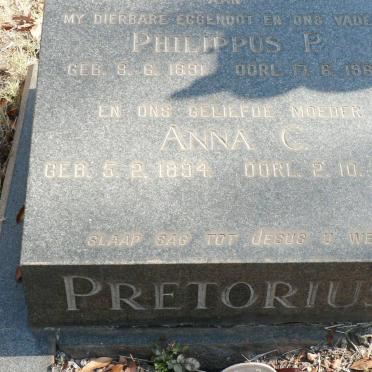 PRETORIUS Philippus P. 1891-1960 &amp; Anna C. 1894-1966