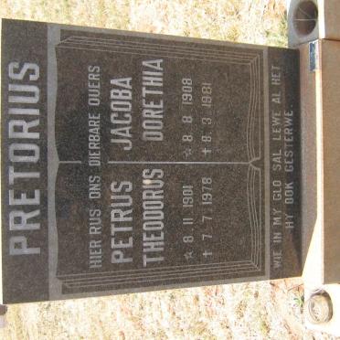 PRETORIUS Petrus Theodorus 1901-1978 &amp; Jacoba Dorethia 1908-1981
