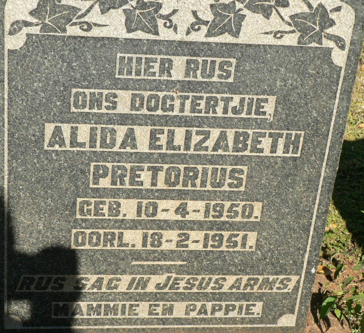 PRETORIUS Alida Elizabeth 1950-1951