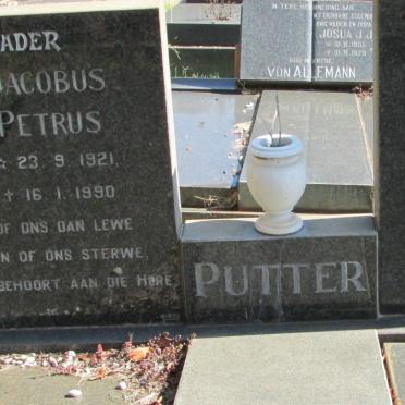 PUTTER Jacobus Petrus 1921-1990 &amp; Johanna Elizabeth 1914-1979