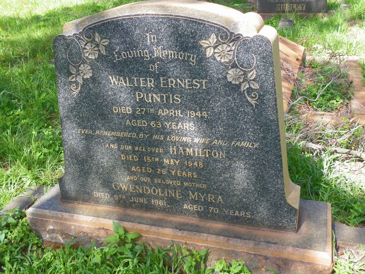 PUNTIS Walter Ernest -1944 :: PUNTIS Hamilton -1948 :: PUNTIS Gwendoline Myra -1961