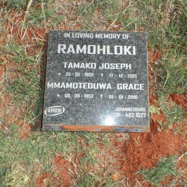 RAMOHLOKI Tamako Joseph 1950-2015 &amp; Mmamoteduwa Grace 1953-2016