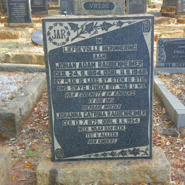 RAUBENHEIMER Johan Adam 1864-1948 &amp; Johanna Catrina 1875-1954