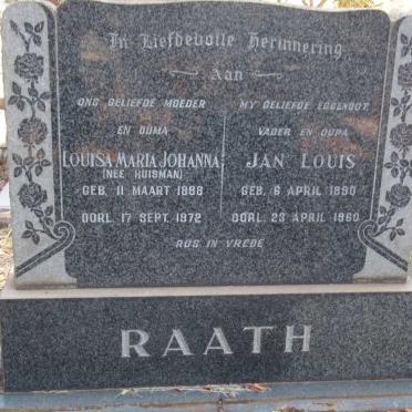 RAATH Jan Louis 1890-1960 &amp; Louisa Maria Johanna HUISMAN 1888-1972