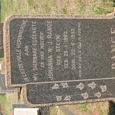 RANGE Johanna W.J. nee STEYN 1883-1953