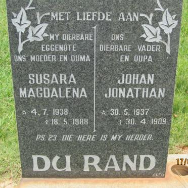RAND Johan Jonathan, du 1937-1989 &amp; Susara Magdalena 1938-1988