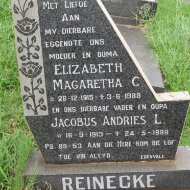 REINECKE Jacobus Andries L. 1913-1998 &amp; Elizabeth Magaretha C. 1915-1988