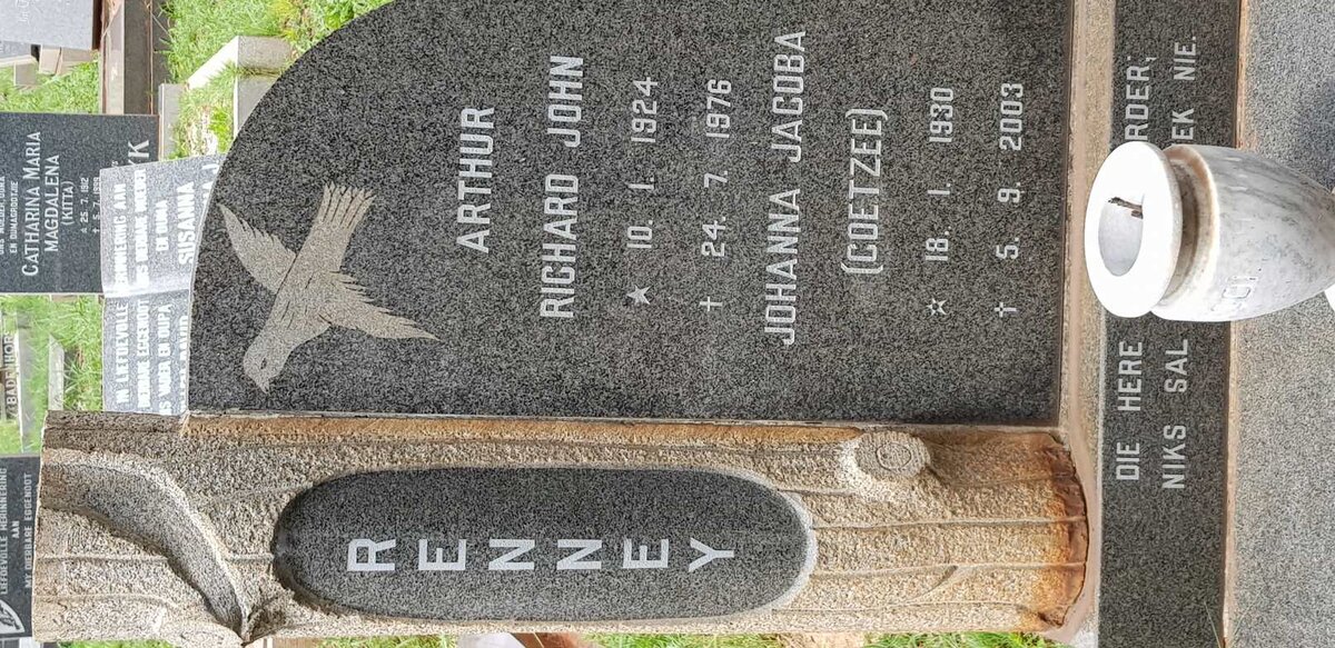 RENNEY Arthur Richard John 1924-1976 &amp; Johanna Jacoba COETZEE 1930-2003