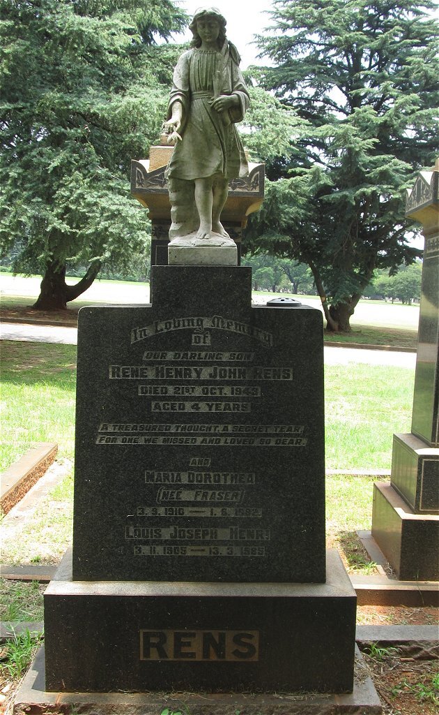 RENS Louis Joseph Henri 1905-1985 &amp; Maria Dorothea nee FRASER 1910-1982 :: RENS Rene Henry John -1943