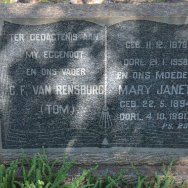 RENSBURG C.F., van 1878-1958 &amp; Mary Janet 1894-1981