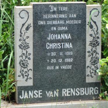 RENSBURG Johanna Christina, Janse van 1919-1982