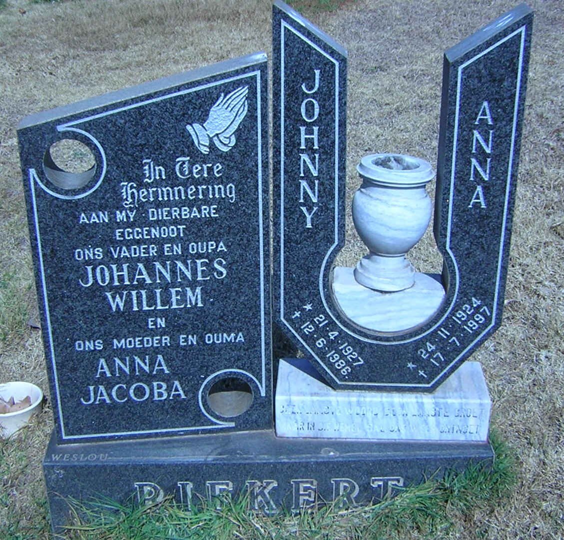 RIEKERT Johannes Willem 1927-1986 &amp; Anna Jacoba 1924-1997