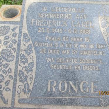 RONGE Frederick Carel 1946-1963