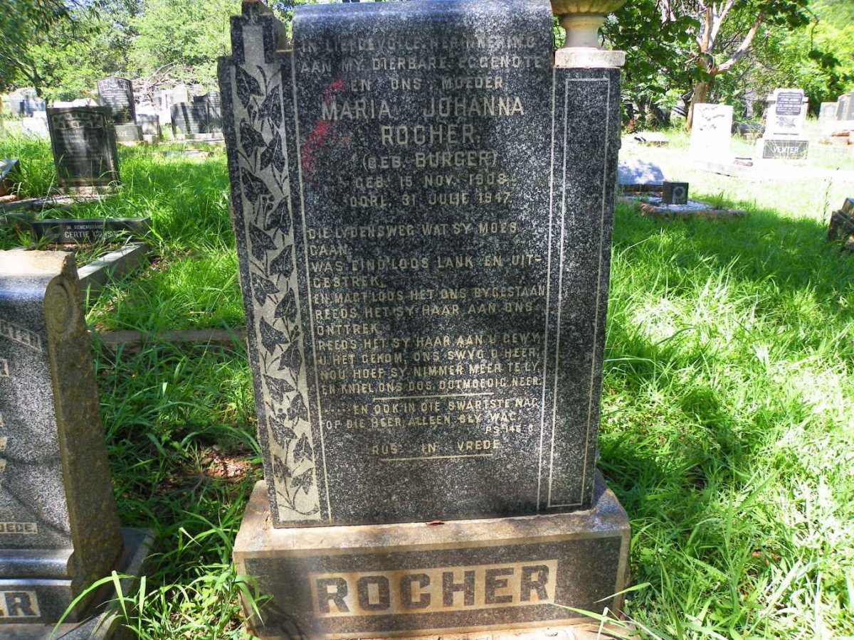 ROCHER Maria Johanna nee BURGER 1908-1947