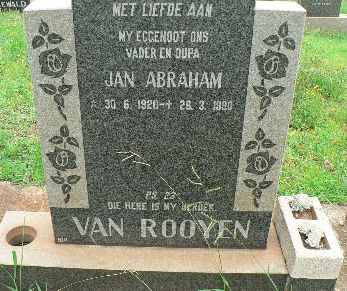 ROOYEN Jan Abraham, van 1920-1990