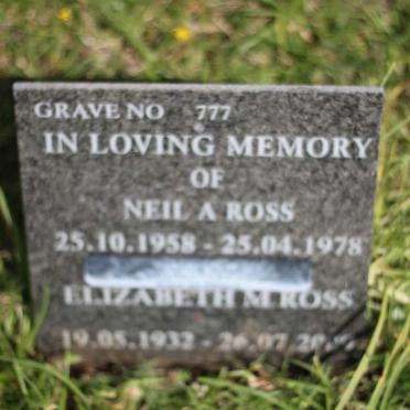 ROSS Keith A. 1931-2011 &amp; Elizabeth M. 1932-2009 :: ROSS Neil A. 1958-1978