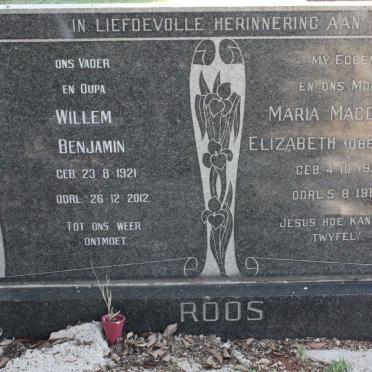 ROOS Willem Benjamin 1921-2012 &amp; Maria Magdalena Elizabeth OBERHOLSTER 1929-1967